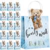 Tinlade 48 Pcs Bear Baby Shower Bags Bear Paper Gift Bags with Handles We Can Bearly Wait Baby Shower Party Favors Decorations for Birthday Party Wedding Games Prizes view 1