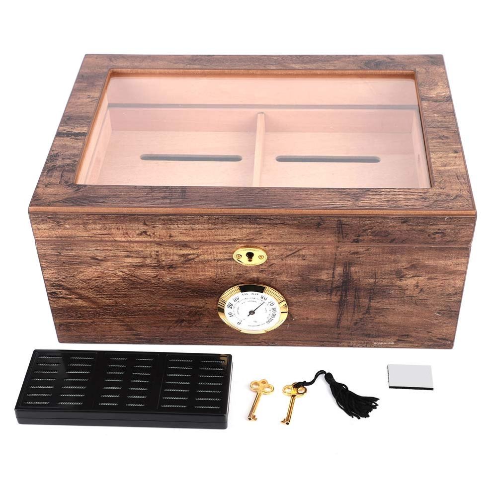 Large Capacity 2 Layers Cedar Wood Portable Travel Outdoor Humidor Case Cigar Holder Storage Box with Hygrometer Humidifier Box and Divider , Cigar Humidor , Cigar Case Cigar Holder Cigar Storage C