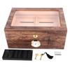 Large Capacity 2 Layers Cedar Wood Portable Travel Outdoor Humidor Case Cigar Holder Storage Box with Hygrometer Humidifier Box and Divider , Cigar Humidor , Cigar Case Cigar Holder Cigar Storage C view 1