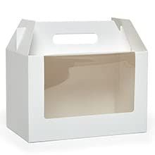 Paper Mart Large Gable Boxes with Clear Window, Pack of 25 White Gable Boxes, 9 x 6 x 6 Inches, Food Storage with Cello Window