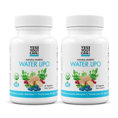 Yes You Can! Natural Water Lipo Pills - Diuretic Cleanse with Electrolytes & Vitamins - Helps with Water Retention - Gluten-Free, 21 Capsules Per Bottle (2 Pack)