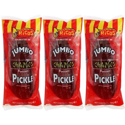 Chamoy Pickle Pouch - Jumbo Dill Pickle Chamoy Flavored -Grandys Candys Individually Packaged For Freshness-Bold & Tangy Snack For On-The-Go Cravings (3 Count)