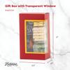 Hammont Cookie Boxes for Gift Giving - 6 Pack-Small Bakery Boxes  Decorative Pastry Boxes with Window, Baby Shower Party Favors, Chocolate Gift Box - Thank You Gift Treat Box 3.5x 2"x6" (Red) view 3