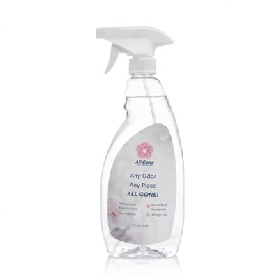 All Gone Pet Odor Eliminator & Smoke Remover Spray - 22oz Professional Strength Air Freshener for Home, Car, & Office - Neutralizes Urine, & Mildew - Cherry Almond