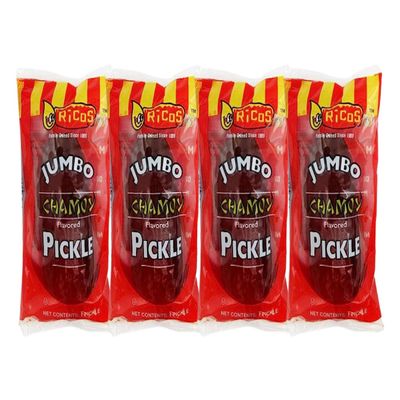 Chamoy Pickle Pouch - Jumbo Dill Pickle Chamoy Flavored-Grandys Candys Individually Packaged For Freshness-Bold & Tangy Snack For On-The-Go Cravings (4 Count)