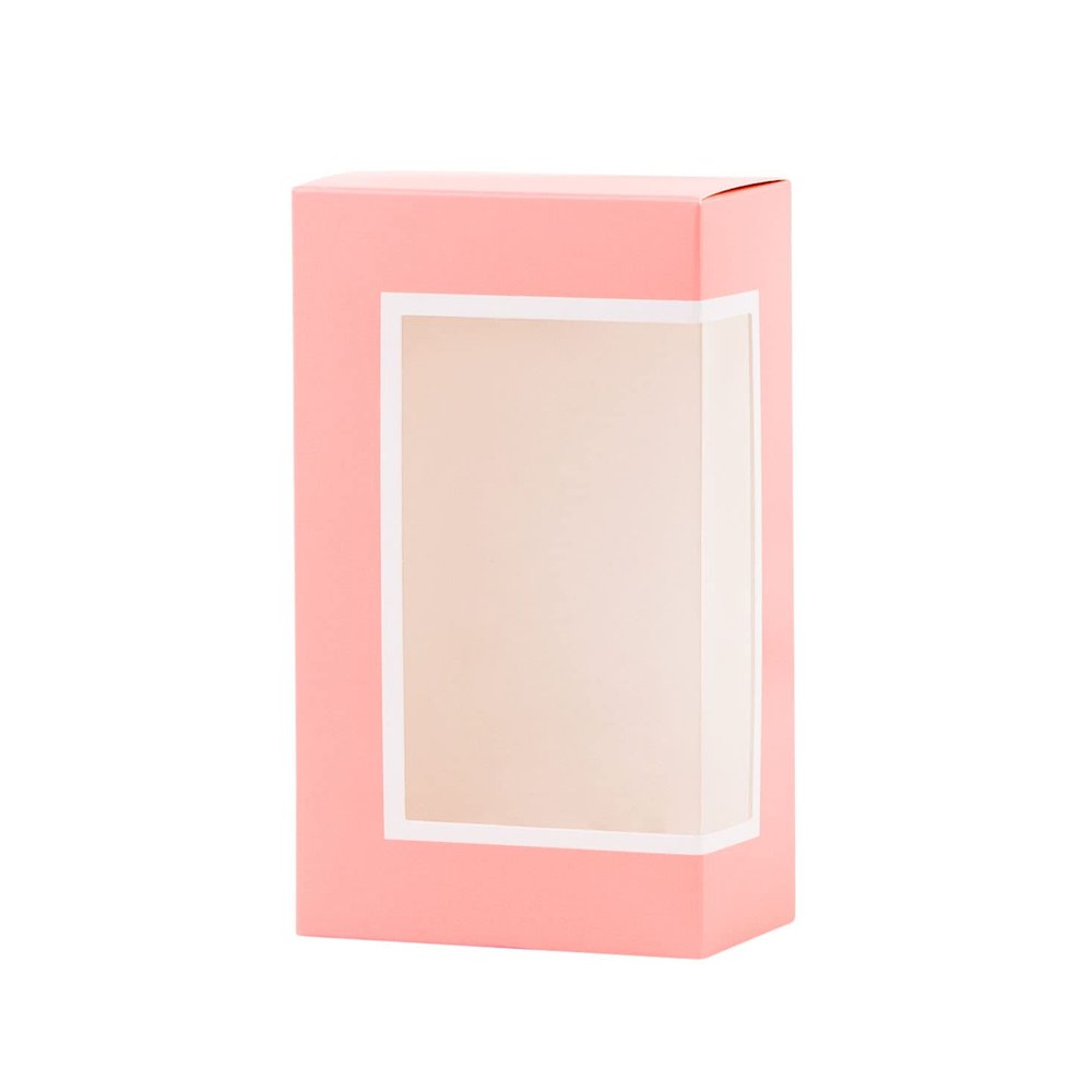 Hammont Cookie Boxes for Gift Giving - 6 Pack-Small Bakery Boxes  Decorative Pastry Boxes with Window, Baby Shower Party Favors, Chocolate Gift Box - Thank You Gift Treat Box 3.5x 2"x6" (Pink)