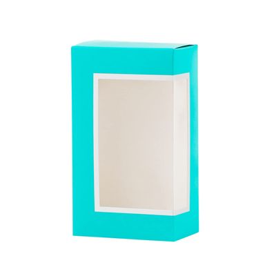 Hammont Cookie Boxes for Gift Giving - 6 Pack-Small Bakery Boxes  Decorative Pastry Boxes with Window, Baby Shower Party Favors, Chocolate Gift Box - Thank You Gift Treat Box 3.5x2x6 (Teal)