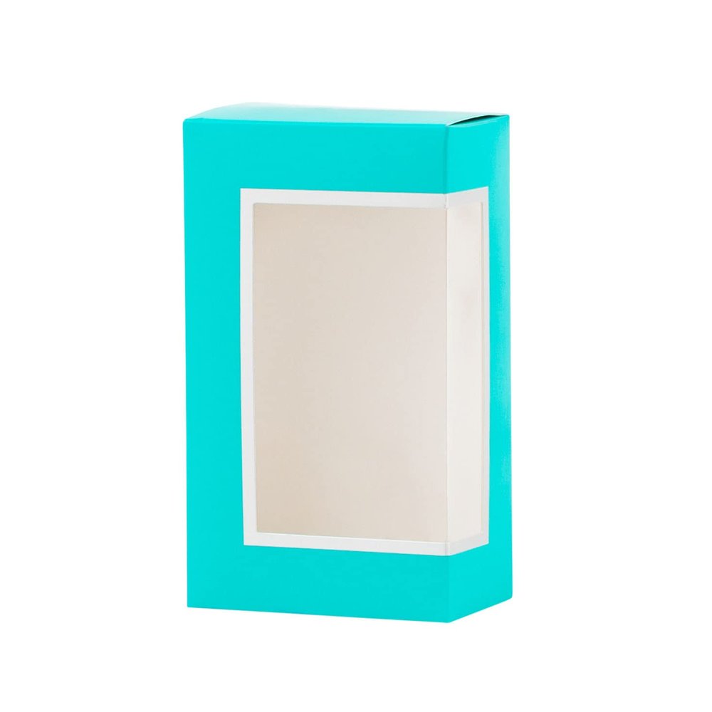 Hammont Cookie Boxes for Gift Giving - 6 Pack-Small Bakery Boxes  Decorative Pastry Boxes with Window, Baby Shower Party Favors, Chocolate Gift Box - Thank You Gift Treat Box 3.5x2x6 (Teal)
