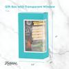 Hammont Cookie Boxes for Gift Giving - 6 Pack-Small Bakery Boxes  Decorative Pastry Boxes with Window, Baby Shower Party Favors, Chocolate Gift Box - Thank You Gift Treat Box 3.5x2x6 (Teal) view 3