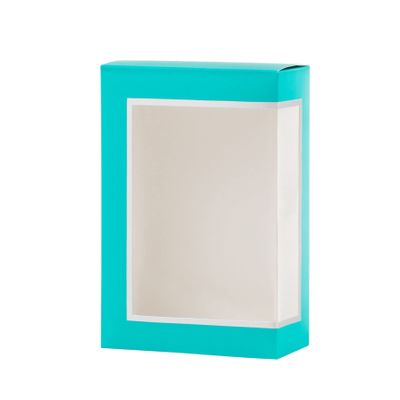 Hammont Cookie Boxes for Gift Giving - 6 Pack-Small Bakery Boxes  Decorative Pastry Boxes with Window, Baby Shower Party Favors, Chocolate Gift Box - Thank You Gift Treat Box 5x 2.5"x7.5" (Teal)