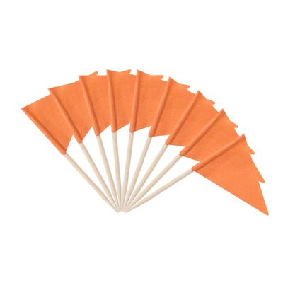 100 Pcs Solid Orange Toothpick Flags Small Mini Plain Orange Color Triangle Stick Cupcake Toppers Flags DIY Decoration