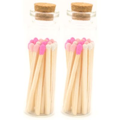 River Birch Decorative Matches in Bottles with Striker - Colored Match Tips in Shades of Pink