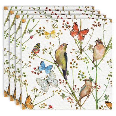AnyDesign 100 Pack Bird Luncheon Napkins Watercolor Butterfly Flowers Paper Decorative Napkins Disposable Dessert Dinner Hand Napkin for Wedding Tea Party Dining Supplies, 6.5 x 6.5 Inch