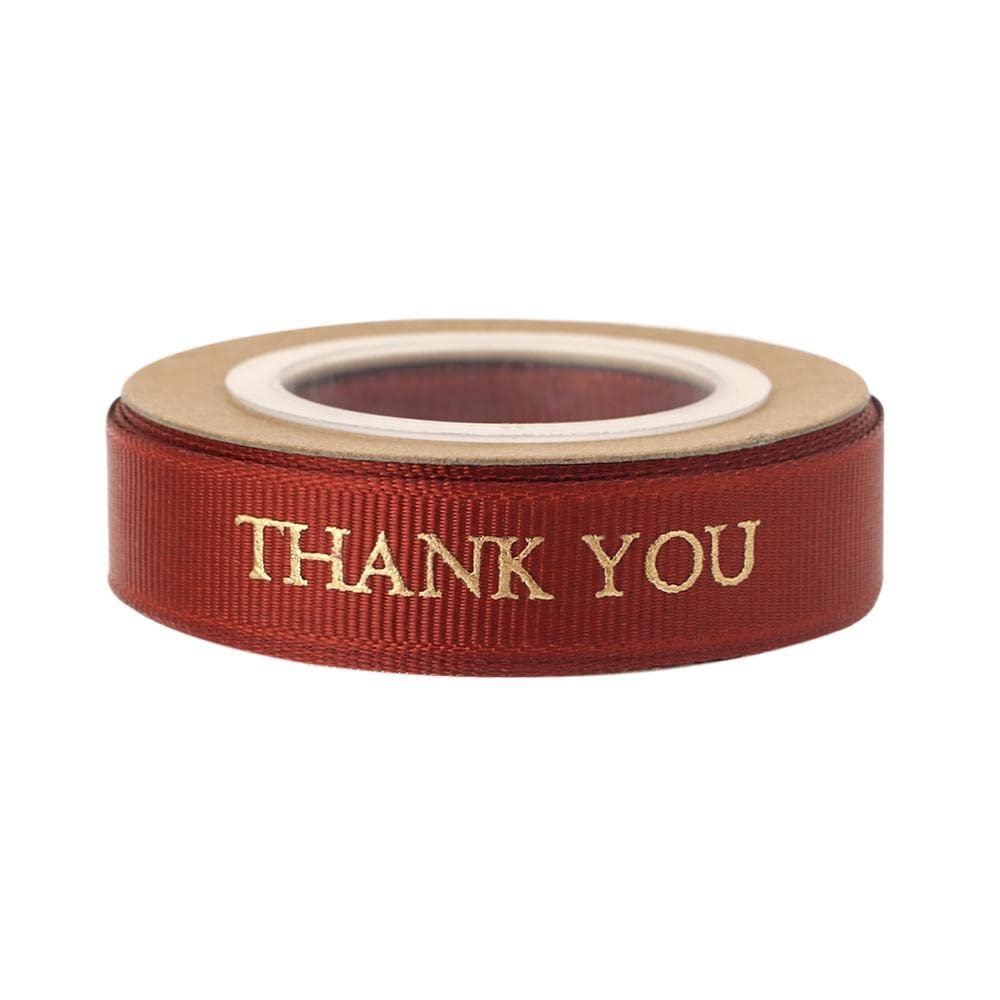 10 Yards 0.6inch Thank You Ribbon Flower Bouquet Gift Florist Party Wedding Birthday Gift DIY Gift Decor Ribbon Party Decoration(Wine red)