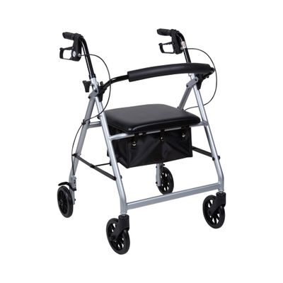 SURGIMAC Rollator Walkers for Seniors Rollator Walker with Seat & Back Support 4 Wheel Walker with Seat & Brakes 6 Wheels Rolling Walker Lightweight Folding Walkers Mobility Aids & Equipment (Silver)