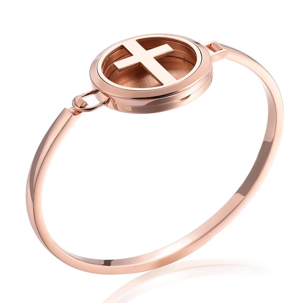 BIAIHQIE Free Pads Hollow Cross Essential Oils Diffuser Locket Bracelet Perfume Locket Bangle Gift Friend
