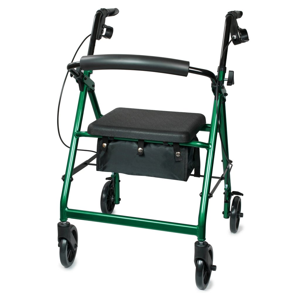 SURGIMAC Rollator Walkers for Seniors Rollator Walker with Seat & Back Support 4 Wheel Walker with Seat & Brakes 6 Wheels Rolling Walker Lightweight Folding Walkers Mobility Aids & Equipment (Green)
