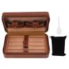 Outdoor Cigar Humidor Container Storage Brown Portable Cedarwood Lining Humidifier Travel Cigar Pocket Box With Storage Bag for 4 Cigars , Travel Cigar Humidor Case , Cigar Humidor Case Leather Cig view 1