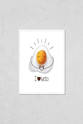 HardPress Wall Art Poster Print of Color Illustration with The Inscription I Love Keto. Funny Egg Character. Cute Face, Cartoon Character Emotions. Design for Keto Diet. Logo for Keto Nutrition.