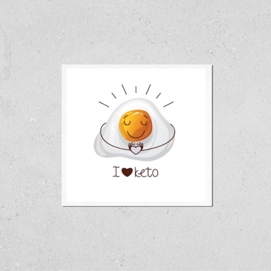 HardPress Wall Art Poster Print of Color Illustration with The Inscription I Love Keto. Funny Egg Character. Cute Face, Cartoon Character Emotions. Design for Keto Diet. Logo for Keto Nutrition.