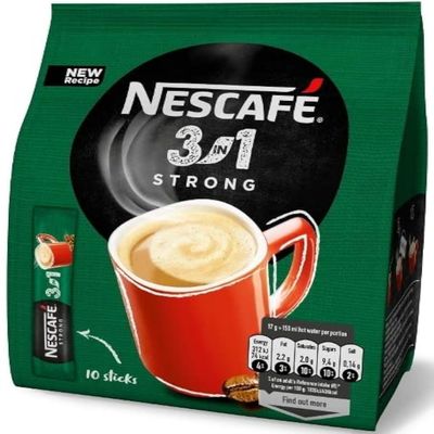 Nescafe 3 In 1 Strong Intense & Rich Instant Coffee 10 Sachet Powder (10 X 17Gm), 170Gm