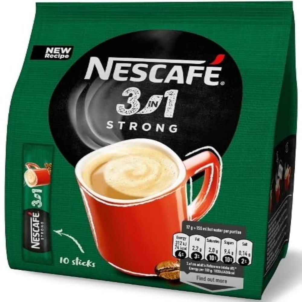 Nescafe 3 In 1 Strong Intense & Rich Instant Coffee 10 Sachet Powder (10 X 17Gm), 170Gm