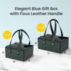 Hammont Gift Boxes - 4 Pack of Gift Boxes with Faux Leather Handles - Cookie Boxes - Versatile Gift Boxes for Presents - Elegant Box for Cakes Candy | Jewelry | Chocolates (6"x6"x3" (Green)) view 2