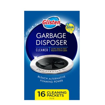 Glisten Garbage Disposer Cleaner and Freshener with Foaming Action, Helps Remove Buildup in Drains, Lemon Scent, Made in the USA, 16 Packets