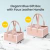 Hammont Cookie Boxes for Gift Giving - 4 Pack of Bakery Boxes, Easy to Assemble Decorative Cardboard Luxury Box with Faux Leather Handle Jewelry, Chocolate and Candy 5x7x3 Inches (Pink) (HM1781) view 2