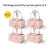 Hammont Cookie Boxes for Gift Giving - 4 Pack of Bakery Boxes, Easy to Assemble Decorative Cardboard Luxury Box with Faux Leather Handle Jewelry, Chocolate and Candy 5x7x3 Inches (Pink) (HM1781) view 3