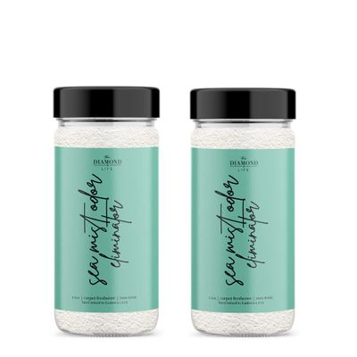 The Diamond Life Home "Sea Mist" Cotton Blossom & Linen Natural Carpet Powder For Vacuuming, Upholstery Freshener, Cat Litter/Dog Bed Odor Eliminator For Homes With Kids & Pets(2 Pack)
