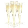 Prestee 200 Disposable Champagne Flutes Gold Glitter Glasses - 4.5 Oz Plastic Champagne Cups for Parties, Wedding Toasts, Mimosa Bar, and New Years Eve - Elegant Bulk Gold Plastic Wine Flutes view 1