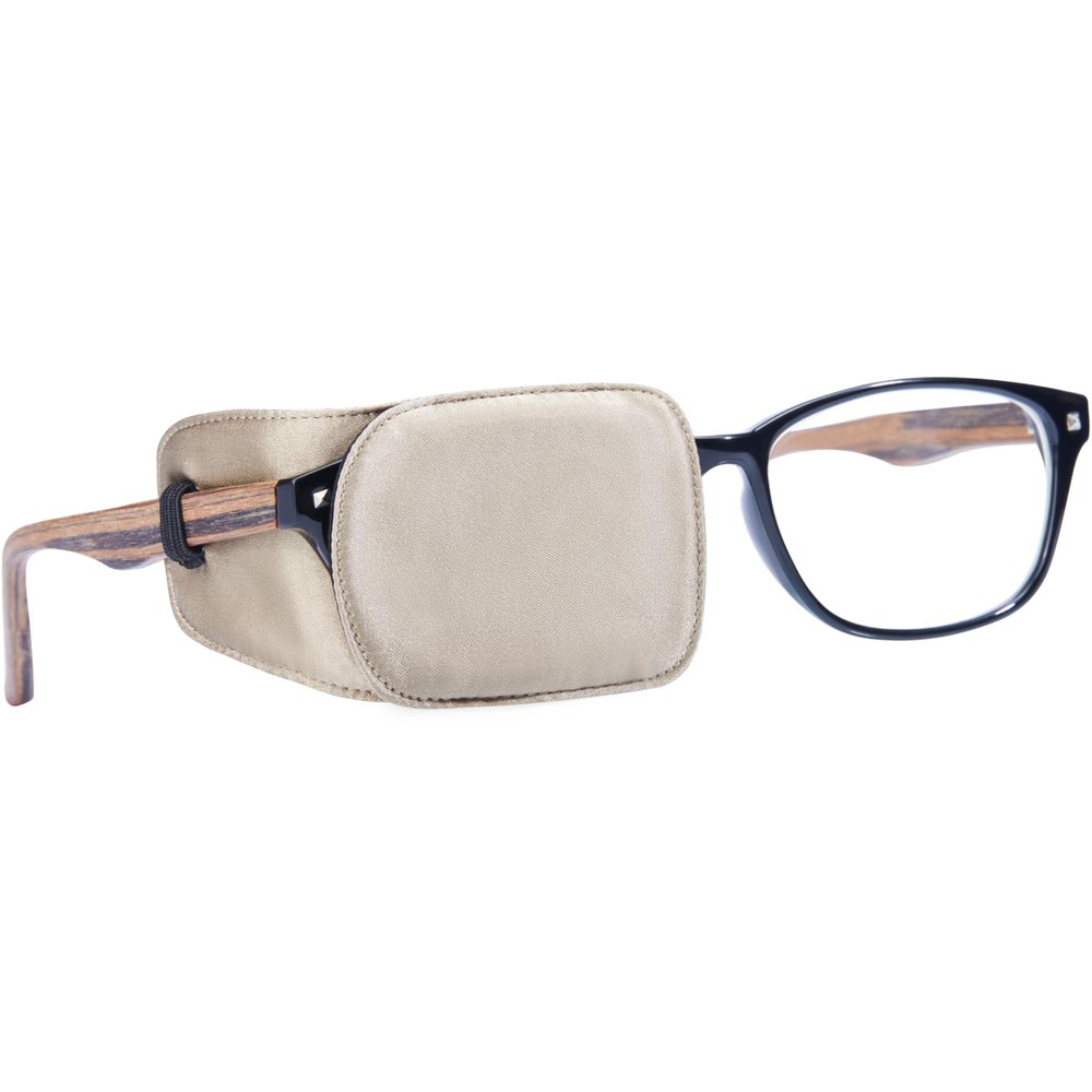 Astropic Silk Eye Patch for Adults Kids Glasses to Cover Either Eye (Medium, Khaki)