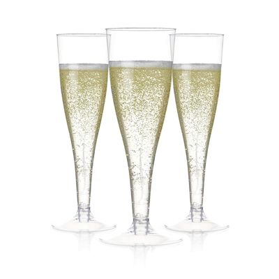 Prestee Set of 200 Plastic Champagne Flutes - Clear Champagne Glasses for Parties, Weddings, Events - 4.5 oz Disposable Drinkware - Elegant Stemware for Toasts Cocktails Mimosas