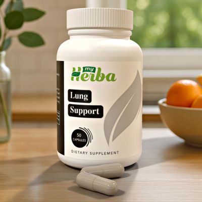 MyHerba Lung Support Supplement - Vegan Formula with Marshmallow Root, Chlorella, Ginkgo Biloba Leaf, Irish Sea Moss & PAU DArco - Deep Lung Cleanse, Detox and Immune Support for Adults, 50 Capsules
