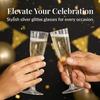 Prestee 200 Disposable Champagne Flutes Plastic 200 Pack - Silver Glitter Champagne Flutes for Weddings, Parties, and New Years Eve - 4.5 Oz Plastic Silver Party Glasses view 2