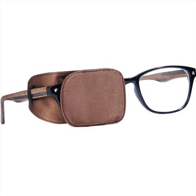 Astropic Silk Eye Patch for Adults Kids Glasses to Cover Either Eye (Medium, Brown)