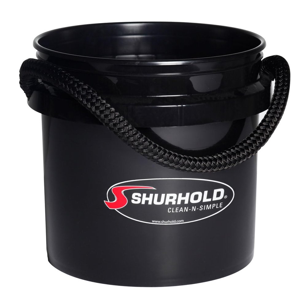 SHURHOLD 3.5 Gallon Heavy-Duty World's Best Rope Handle Molded Plastic Bucket, for Boats, Cleaning, Fishing, Storage, and Refuse - Black