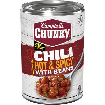 Campbells Chunky Hot and Spicy Chili With Beans, 16.5 oz Can