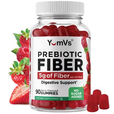 YUM-V'S - Prebiotic Fiber Gummies for Adults & Kids - 5g Digestive Aid Gummy Fiber Supplement - Keto Friendly Prebiotic Daily Fiber Supplement for Women & Men