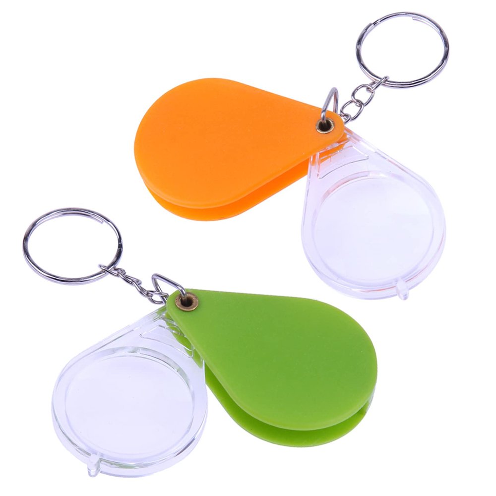 2 Pcs 10X Small Magnifying Glass, Mini Keychain Pocket Magnifier Portable Foldable Magnifying Glass