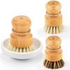 SUBEKYU Bamboo Dish Scrub Brushes, Kitchen Wooden Cleaning Scrubbers Set for Washing Cast Iron Pans/Pots, Set of 3 view 1