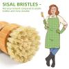 SUBEKYU Bamboo Dish Scrub Brushes, Kitchen Wooden Cleaning Scrubbers Set for Washing Cast Iron Pans/Pots, Set of 3 view 2