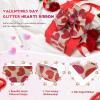 2 Roll 20 Yards Glitter Hearts Wired Edge Burlap Valentine Ribbon Valentine's Day Wired Ribbon for DIY Gift Wrapping Wreath Crafts Decoration(1.5 in,Natural, Red, Pink) view 3