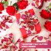2 Roll 20 Yards Glitter Hearts Wired Edge Burlap Valentine Ribbon Valentine's Day Wired Ribbon for DIY Gift Wrapping Wreath Crafts Decoration(1.5 in,Natural, Red, Pink) view 4