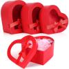Thenshop 3 Sets Valentines Heart Shaped Boxes for Flowers Mother's Day Gift Packaging with Transparent Window Lids for Luxury Flower Arrangements Flower Box Gift Wrap Boxes for Wedding Birthday(Red) view 1