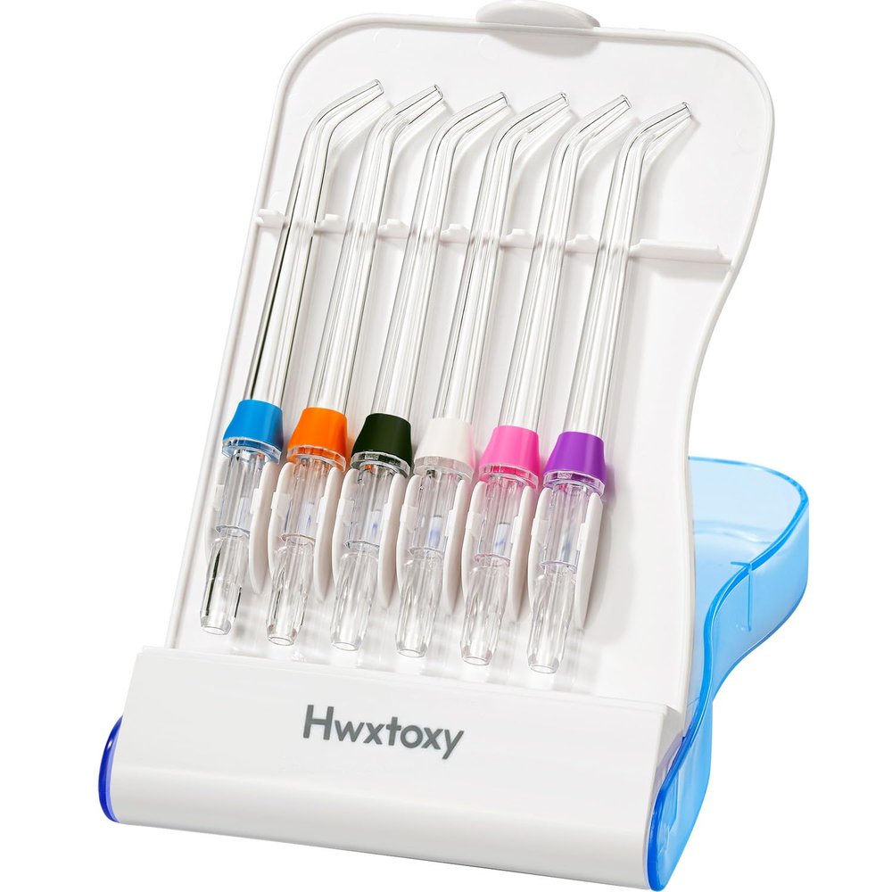 Hwxtoxy Replacement Tips for Waterpik Water Flosser Waterpik' Replacement Parts, Storage Case & AquaFlosser 6 Tips (6 Classic Jet Tips)