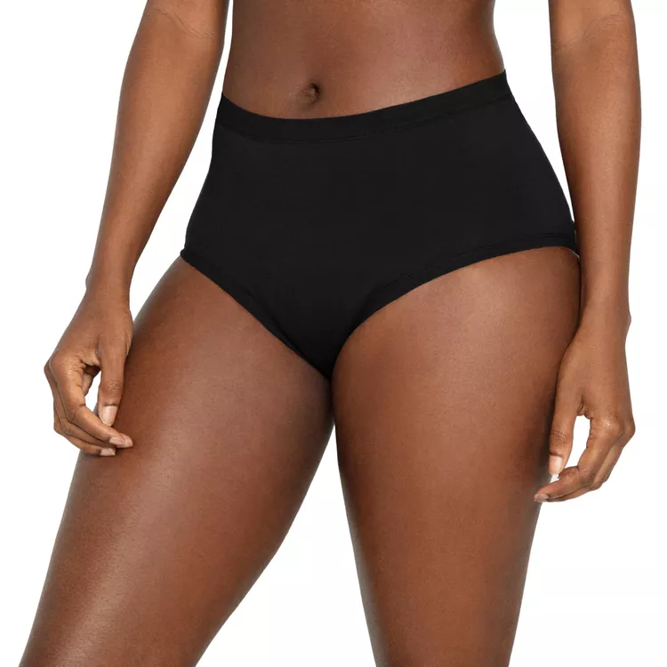 The Period Company High Waist Absorbent Period Underwear for Women Medium Flow Reusable, Super-Absorbent, Leak Resistant Period Panties Ultra Soft Microfiber with Organic Cotton Gusset Black, L