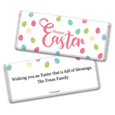 36ct Personalized Easter Candy Party Favors Chocolate Bars & Wrappers (36 Pack) - No Assembly Required - Easter Eggs