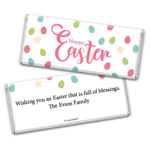 36ct Personalized Easter Candy Party Favors Chocolate Bars & Wrappers (36 Pack) - No Assembly Required - Easter Eggs